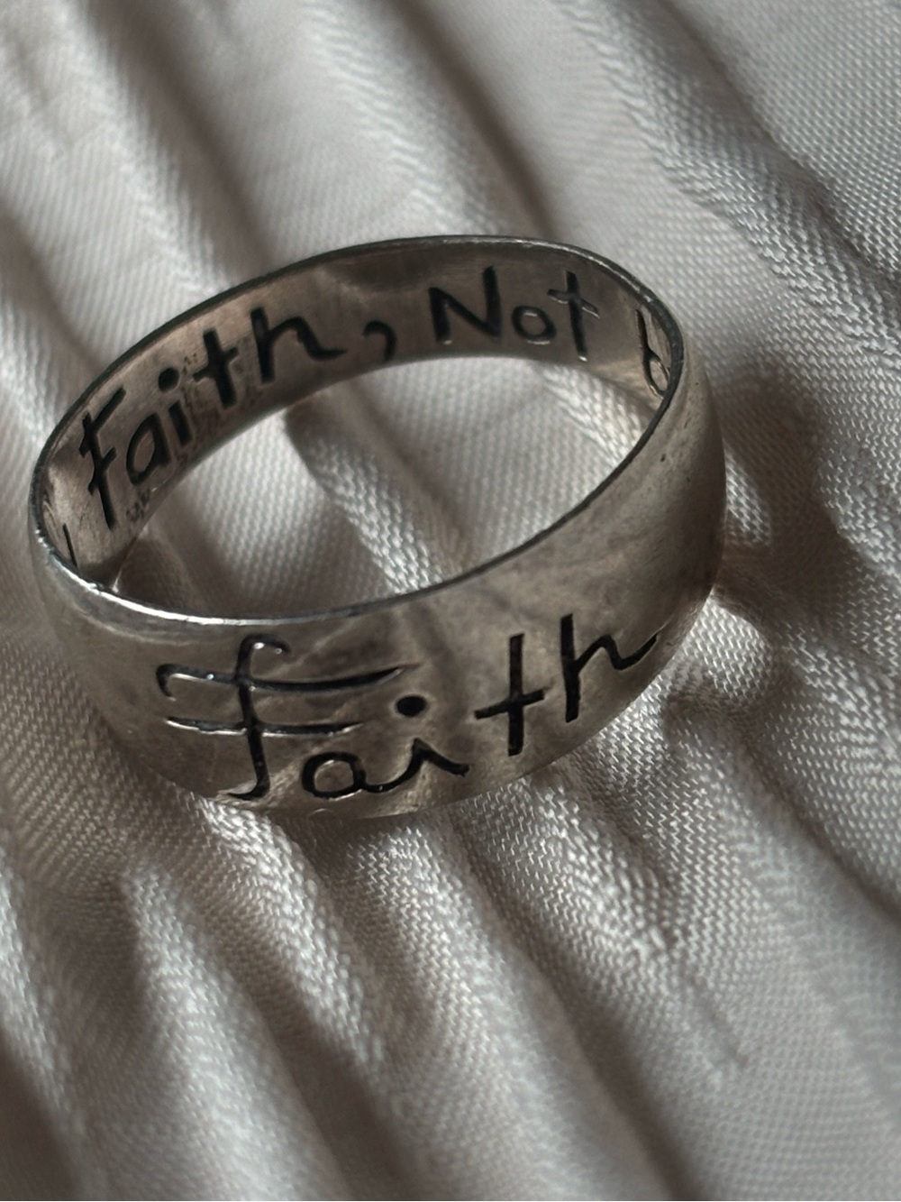 .925 Sterling Silver FAITH RING Script Inspirational Quote Fine Jewelry